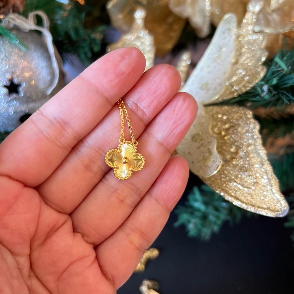 Alhambra Style Necklace in 18K Yellow Gold Plated - Yellow Gold Pendant